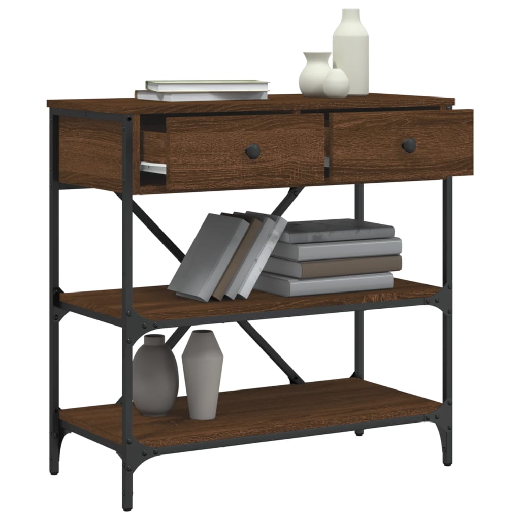 vidaXL Τραπέζι Κονσόλα Καφέ Δρυς 75x34,5x75 εκ. Επεξεργασμένο Ξύλο