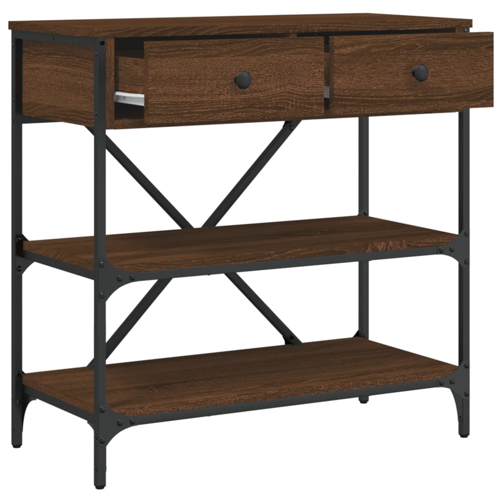 vidaXL Τραπέζι Κονσόλα Καφέ Δρυς 75x34,5x75 εκ. Επεξεργασμένο Ξύλο