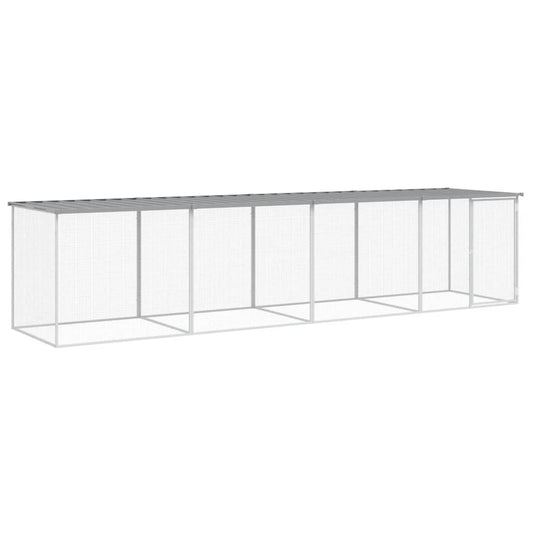 vidaXL Κοτέτσι - Κλουβί με Στέγη Αν. Γκρι 403x98x90 εκ. Γαλβαν. Ατσάλι