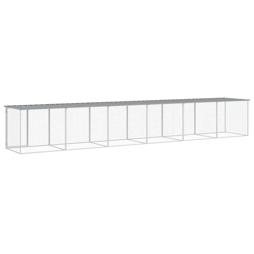 vidaXL Κοτέτσι - Κλουβί με Στέγη Αν. Γκρι 603x98x90 εκ. Γαλβαν. Ατσάλι