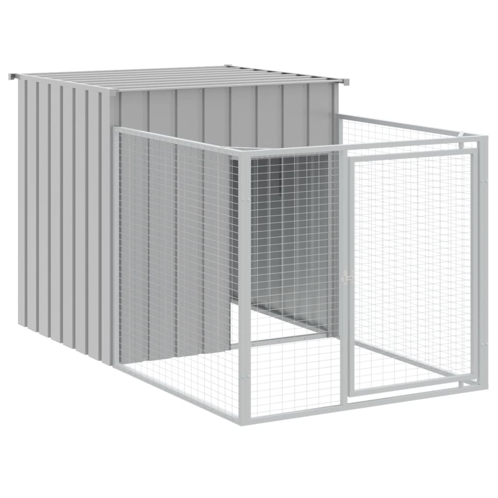vidaXL Σπιτάκι Σκύλου με Αυλή Αν. Γκρι 110x813x110 εκ. Γαλβαν. Χάλυβας