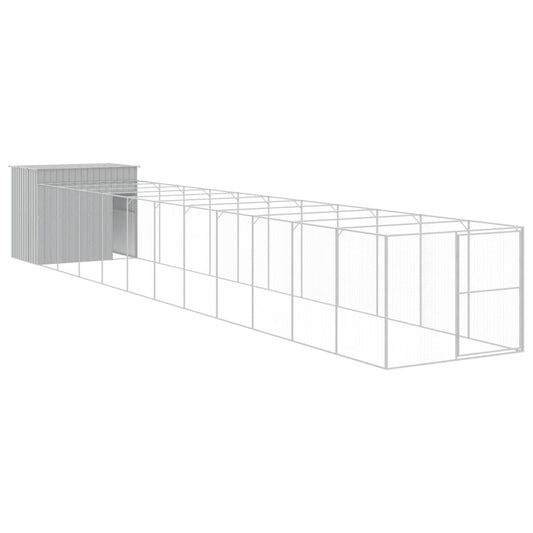 vidaXL Σπιτάκι Σκύλου με Αυλή Αν. Γκρι 214x1273x181εκ. Γαλβαν. Χάλυβας