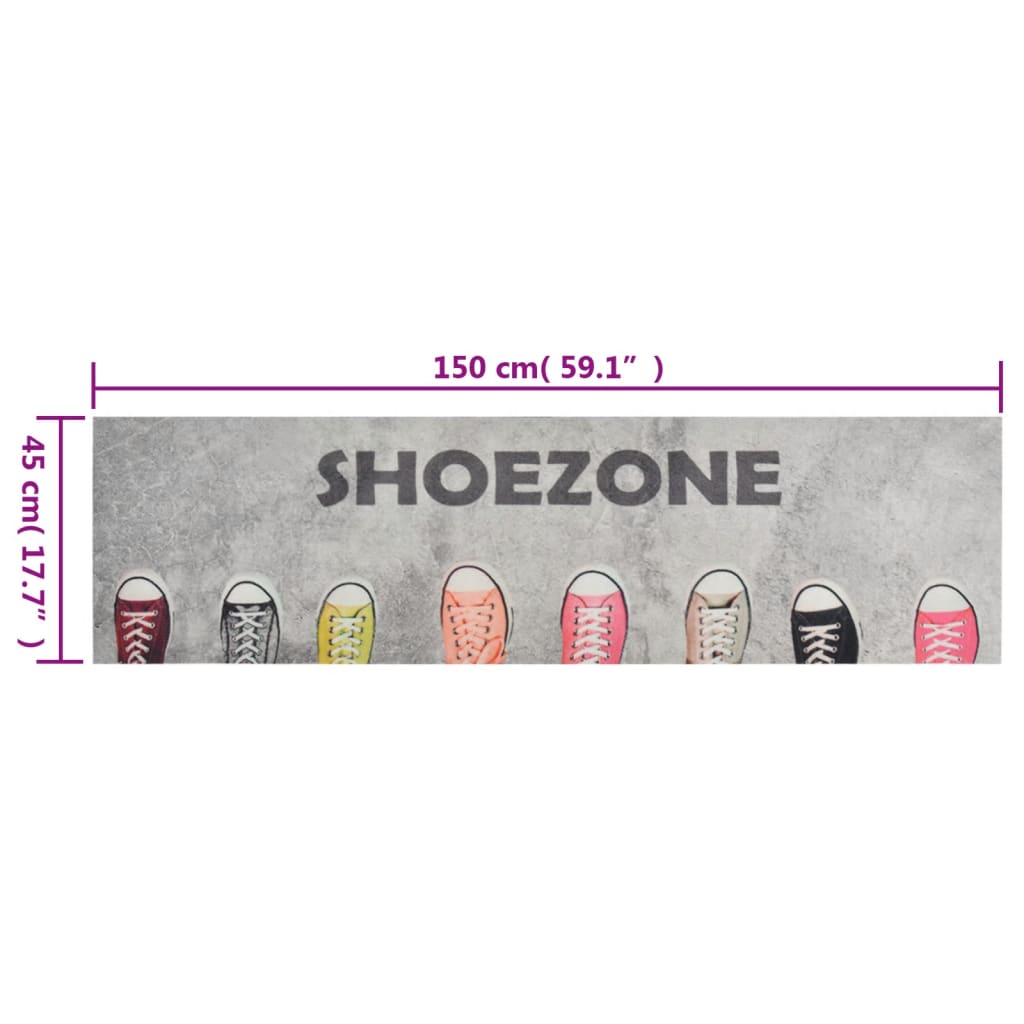 vidaXL Χαλί Κουζίνας Πλενόμενο Επιγραφή Shoezone 45x150 εκ. Βελούδινο