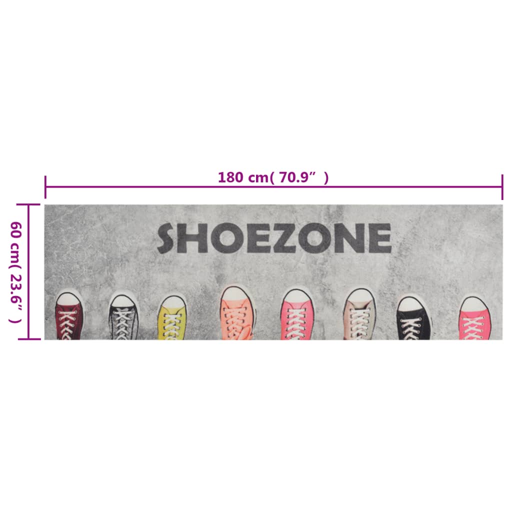 vidaXL Χαλί Κουζίνας Πλενόμενο Επιγραφή Shoezone 60x180 εκ. Βελούδινο