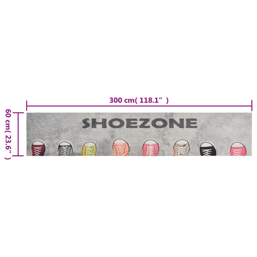 vidaXL Χαλί Κουζίνας Πλενόμενο Επιγραφή Shoezone 60x300 εκ. Βελούδινο