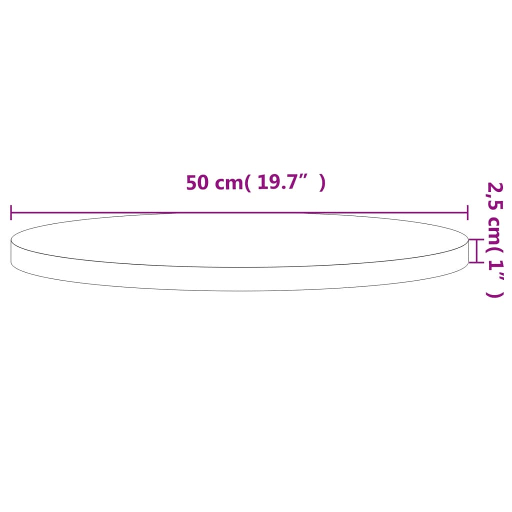 vidaXL Επιφάνεια Τραπεζιού Στρογγυλή Ø50x2,5 εκ. Μασίφ Ξύλο Οξιάς