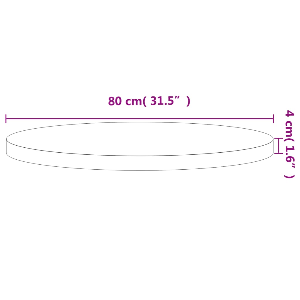vidaXL Επιφάνεια Τραπεζιού Στρογγυλή Ø80x4 εκ. Μασίφ Ξύλο Οξιάς