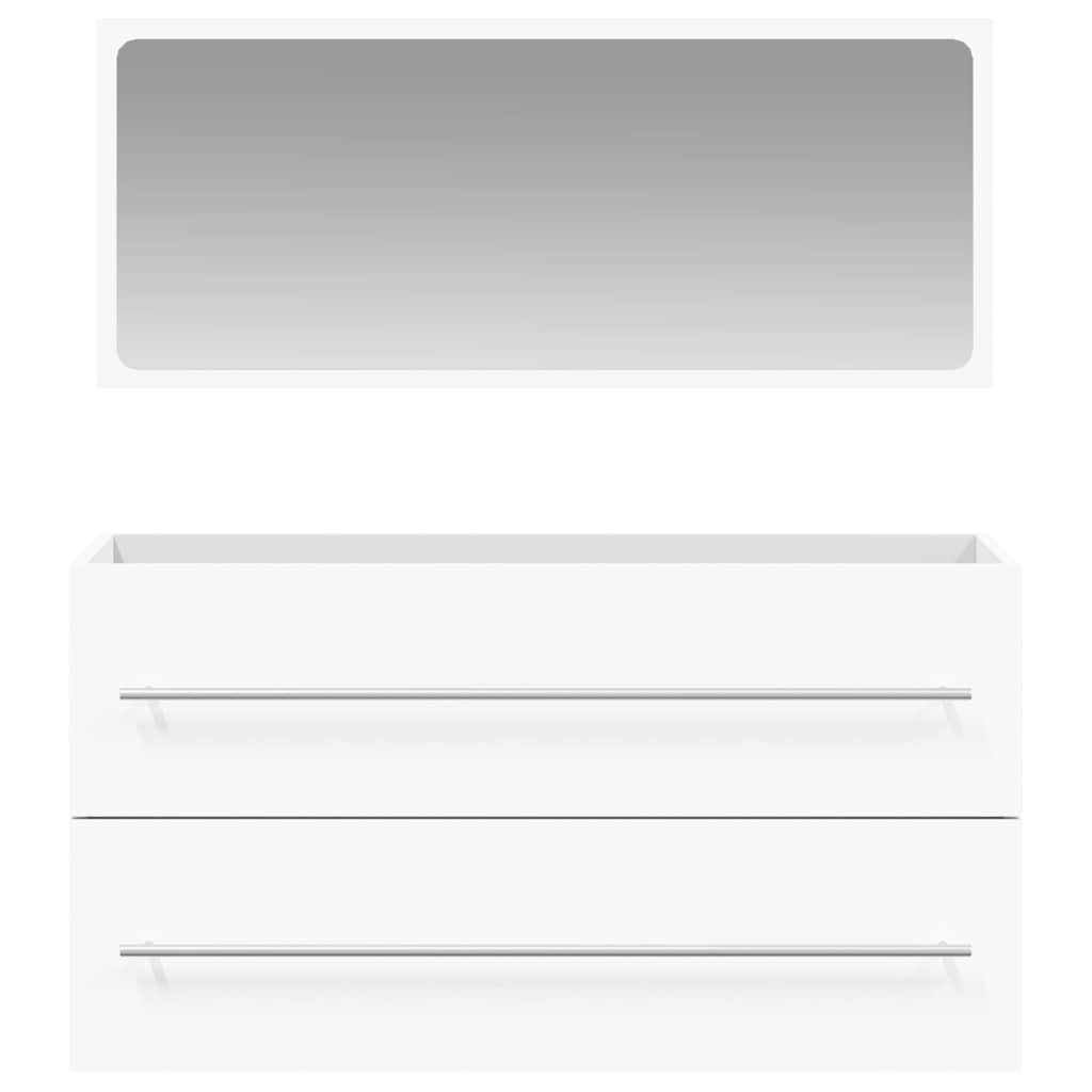 vidaXL Ντουλάπι Μπάνιου με Καθρέφτη Λευκό από Επεξεργασμένο Ξύλο