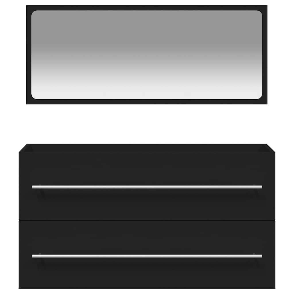 vidaXL Ντουλάπι Μπάνιου με Καθρέφτη Μαύρο από Επεξεργασμένο Ξύλο