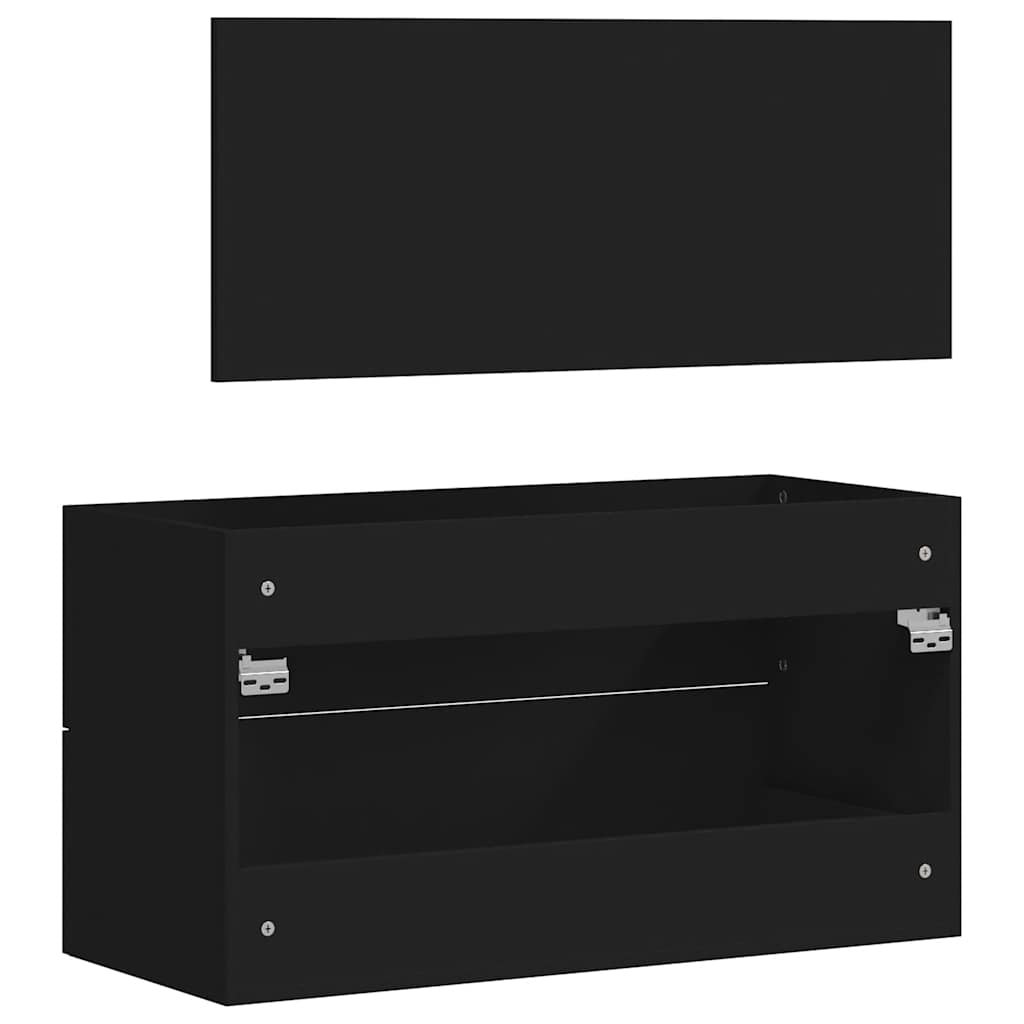 vidaXL Ντουλάπι Μπάνιου με Καθρέφτη Μαύρο από Επεξεργασμένο Ξύλο