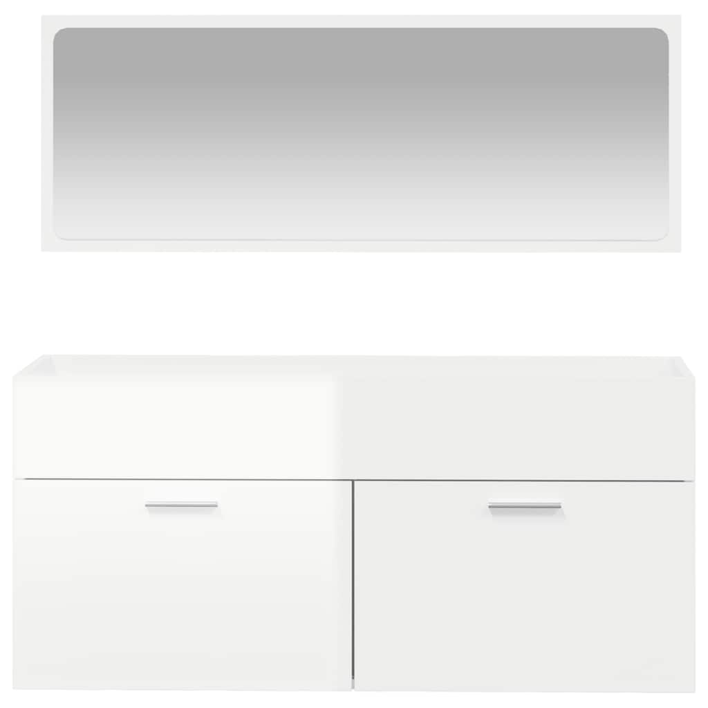 vidaXL Ντουλάπι Μπάνιου με Καθρέφτη Γυαλιστερό Λευκό από Επεξεργ. Ξύλο