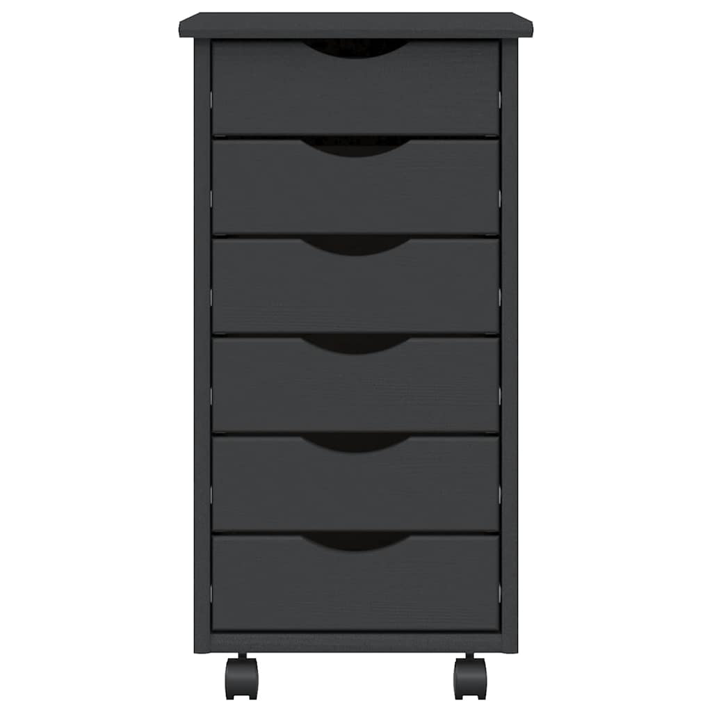 vidaXL Ντουλάπι Κυλιόμενο με Συρτάρια MOSS Γκρι από Μασίφ Ξύλο Πεύκου