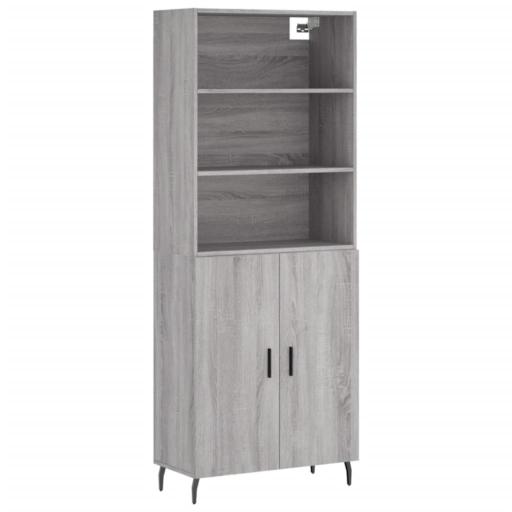 vidaXL Ντουλάπι Γκρι Sonoma 69,5 x 34 x 180 εκ. Επεξεργασμένο Ξύλο