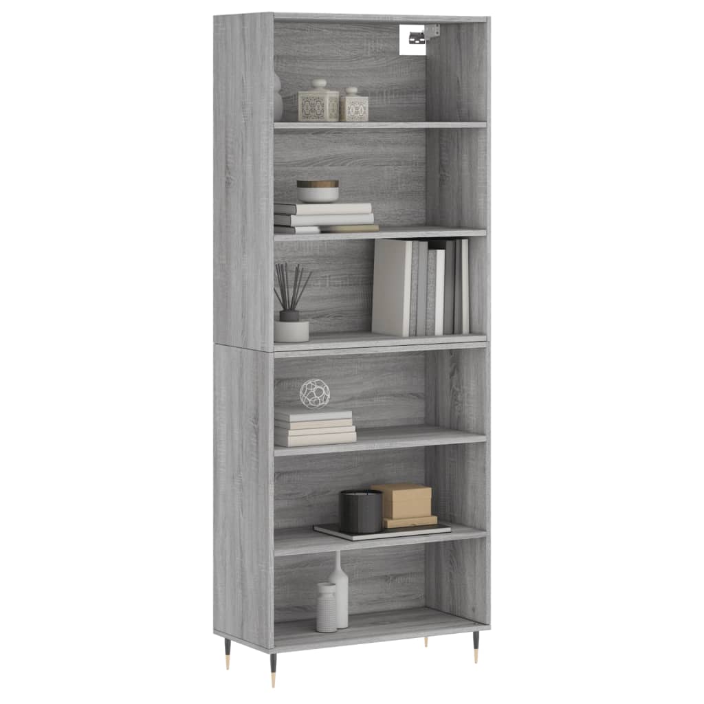 vidaXL Ντουλάπι Sonoma Γκρι 69,5x32,5x180 εκ. Επεξεργασμένο Ξύλο