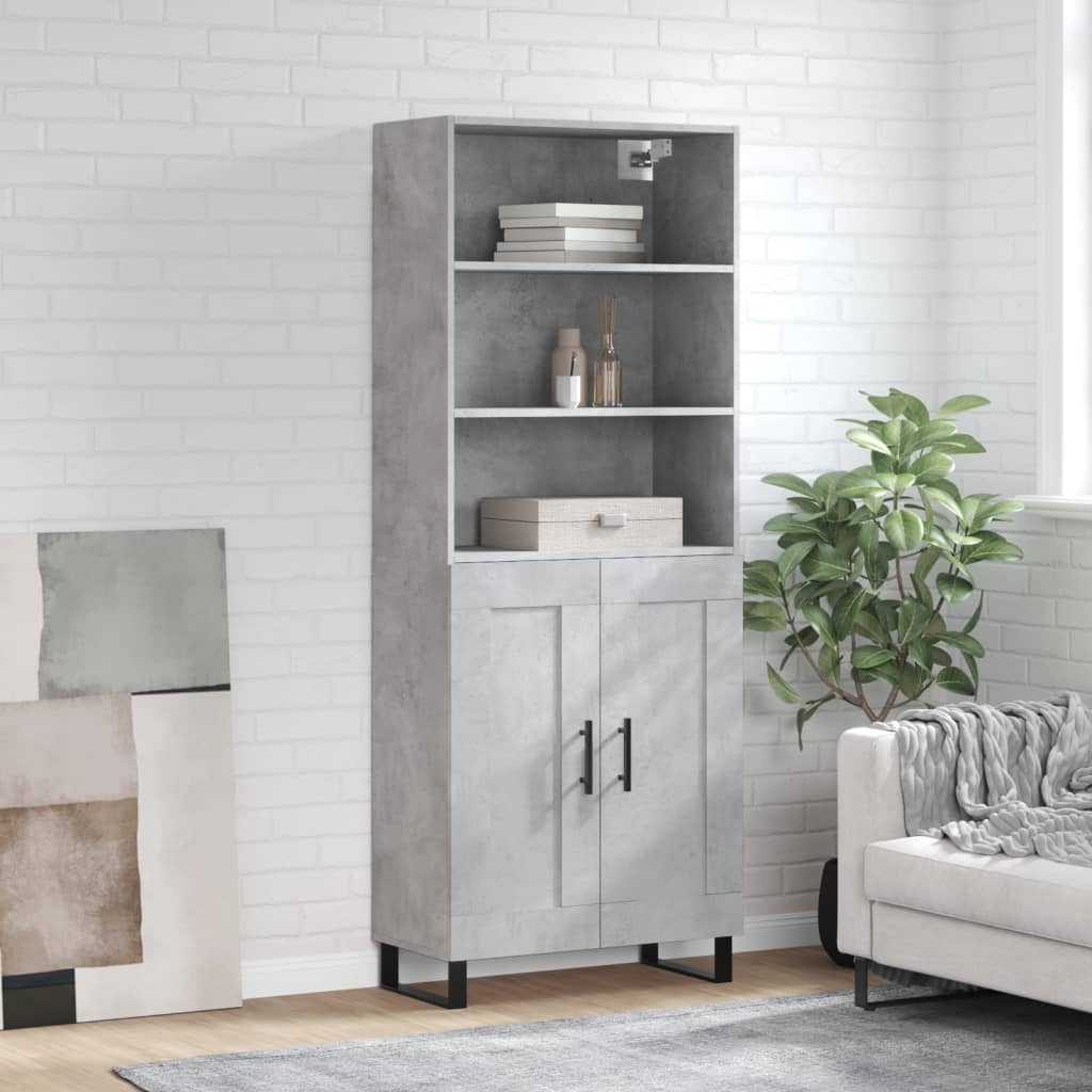 vidaXL Ντουλάπι Γκρι Σκυροδέματος 69,5x34x180 εκ. Επεξεργασμένο Ξύλο