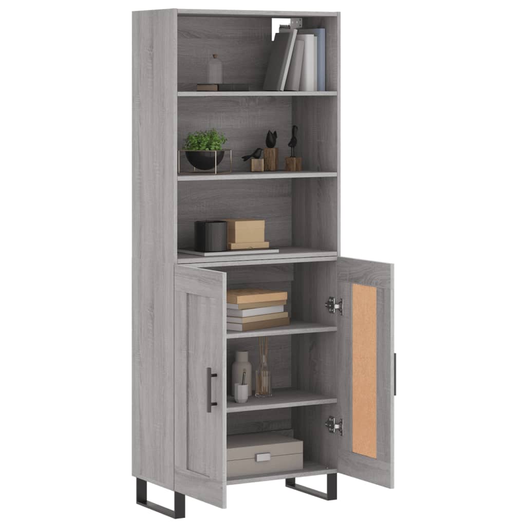 vidaXL Ντουλάπι Γκρι Sonoma 69,5 x 34 x 180 εκ. Επεξεργασμένο Ξύλο