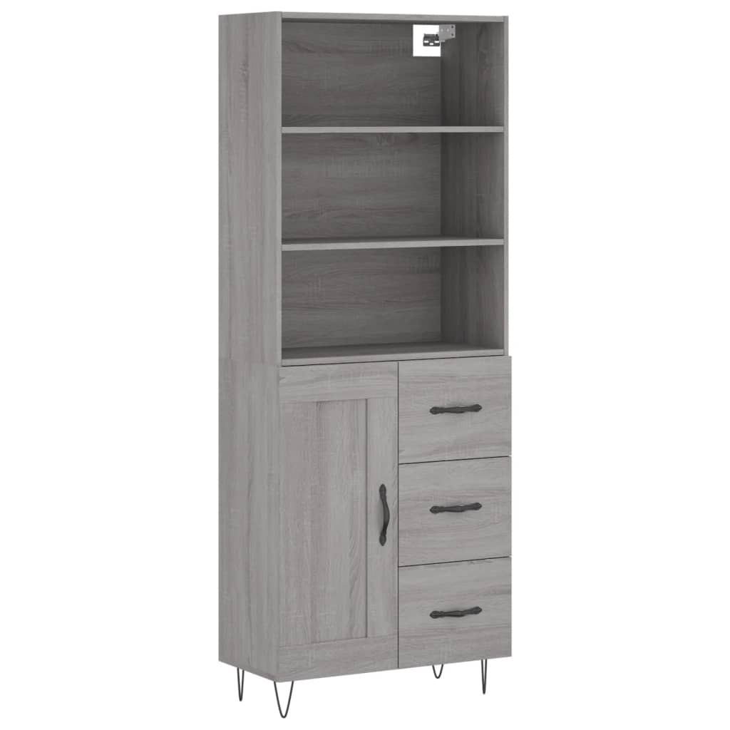 vidaXL Ντουλάπι Γκρι Sonoma 69,5 x 34 x 180 εκ. Επεξεργασμένο Ξύλο