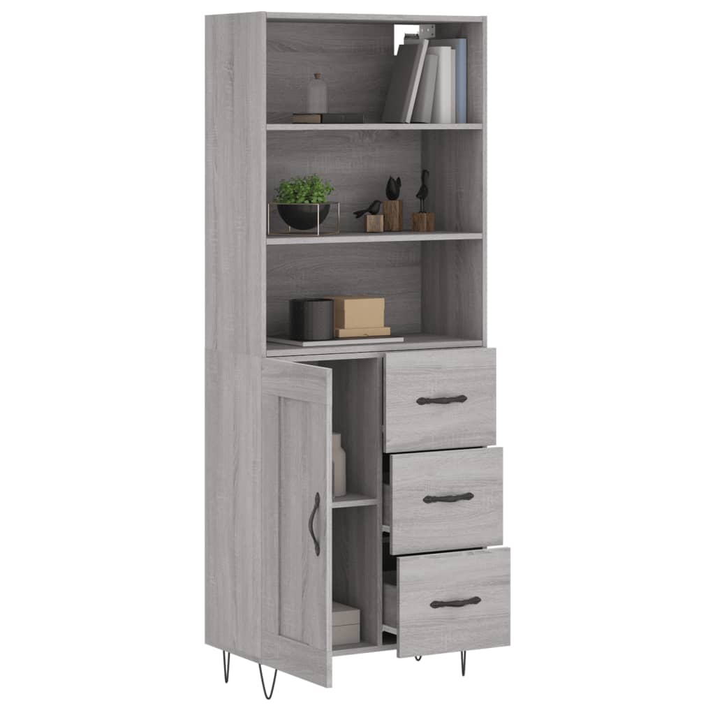 vidaXL Ντουλάπι Γκρι Sonoma 69,5 x 34 x 180 εκ. Επεξεργασμένο Ξύλο