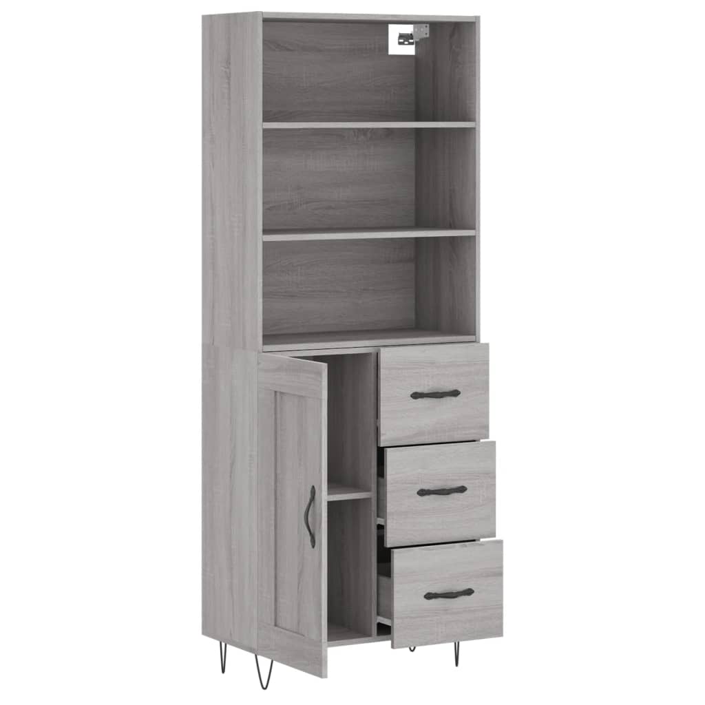 vidaXL Ντουλάπι Γκρι Sonoma 69,5 x 34 x 180 εκ. Επεξεργασμένο Ξύλο