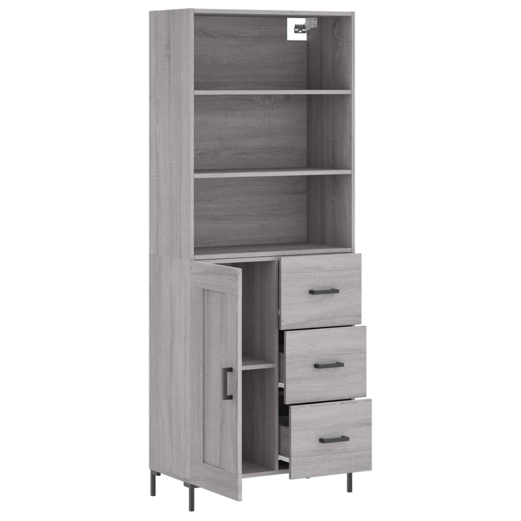 vidaXL Ντουλάπι Γκρι Sonoma 69,5 x 34 x 180 εκ. Επεξεργασμένο Ξύλο