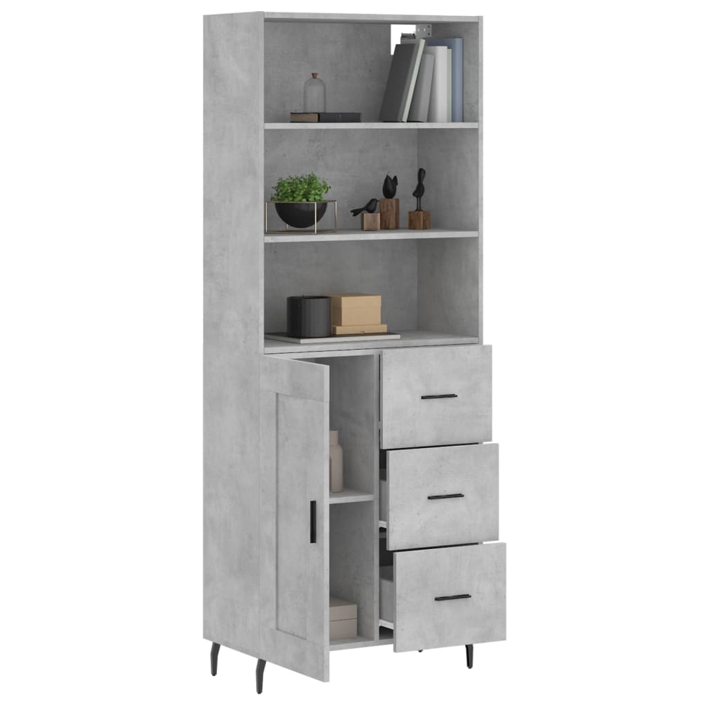 vidaXL Ντουλάπι Γκρι Σκυροδέματος 69,5x34x180 εκ. Επεξεργασμένο Ξύλο