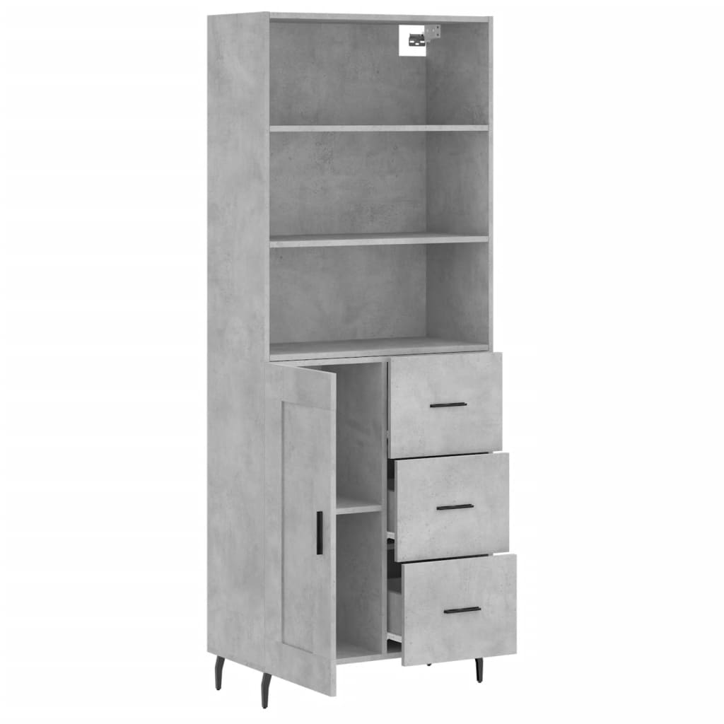 vidaXL Ντουλάπι Γκρι Σκυροδέματος 69,5x34x180 εκ. Επεξεργασμένο Ξύλο