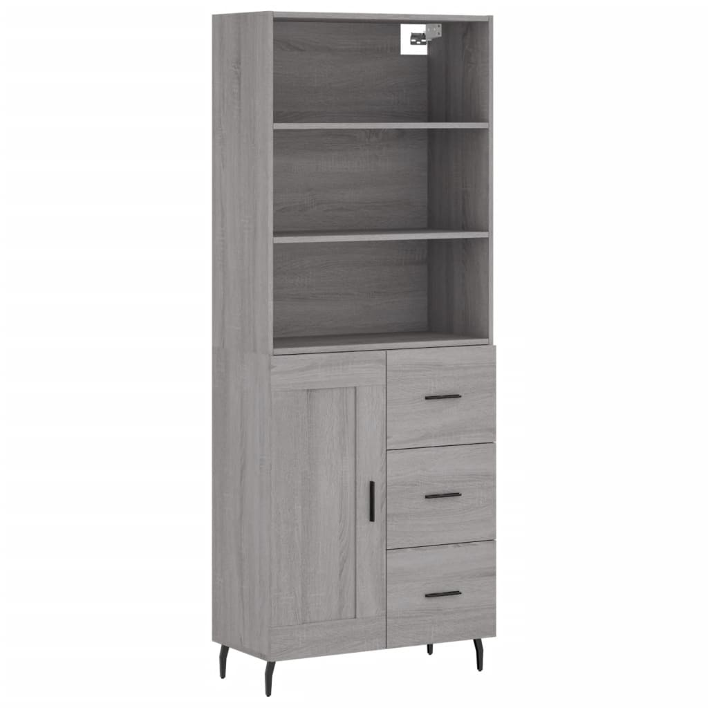 vidaXL Ντουλάπι Γκρι Sonoma 69,5 x 34 x 180 εκ. Επεξεργασμένο Ξύλο