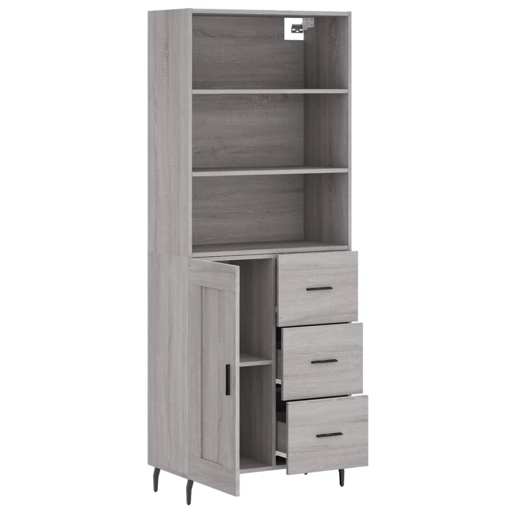 vidaXL Ντουλάπι Γκρι Sonoma 69,5 x 34 x 180 εκ. Επεξεργασμένο Ξύλο