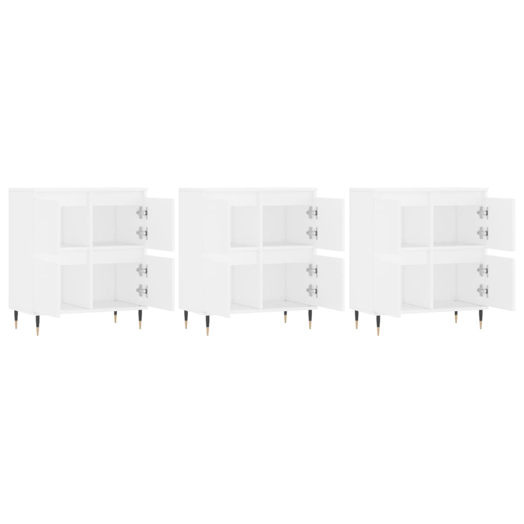 vidaXL Ντουλάπι 3 τεμ. Λευκό Επεξεργασμένο Ξύλο