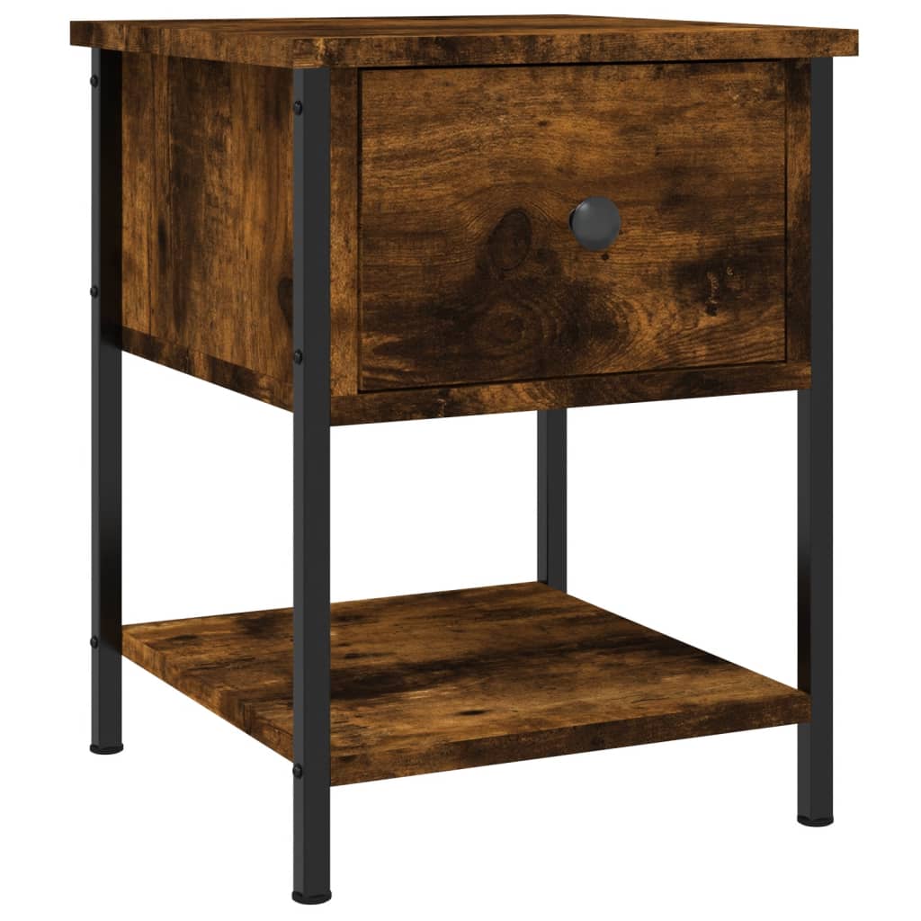 vidaXL Κομοδίνα 2 τεμ Καπνιστή Δρυς 34x35,5x45εκ. Επεξεργασμένο Ξύλο