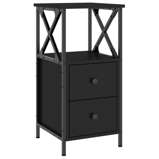 vidaXL Κομοδίνο Μαύρο 34 x 35,5 x 70 εκ. από Επεξεργασμένο Ξύλο