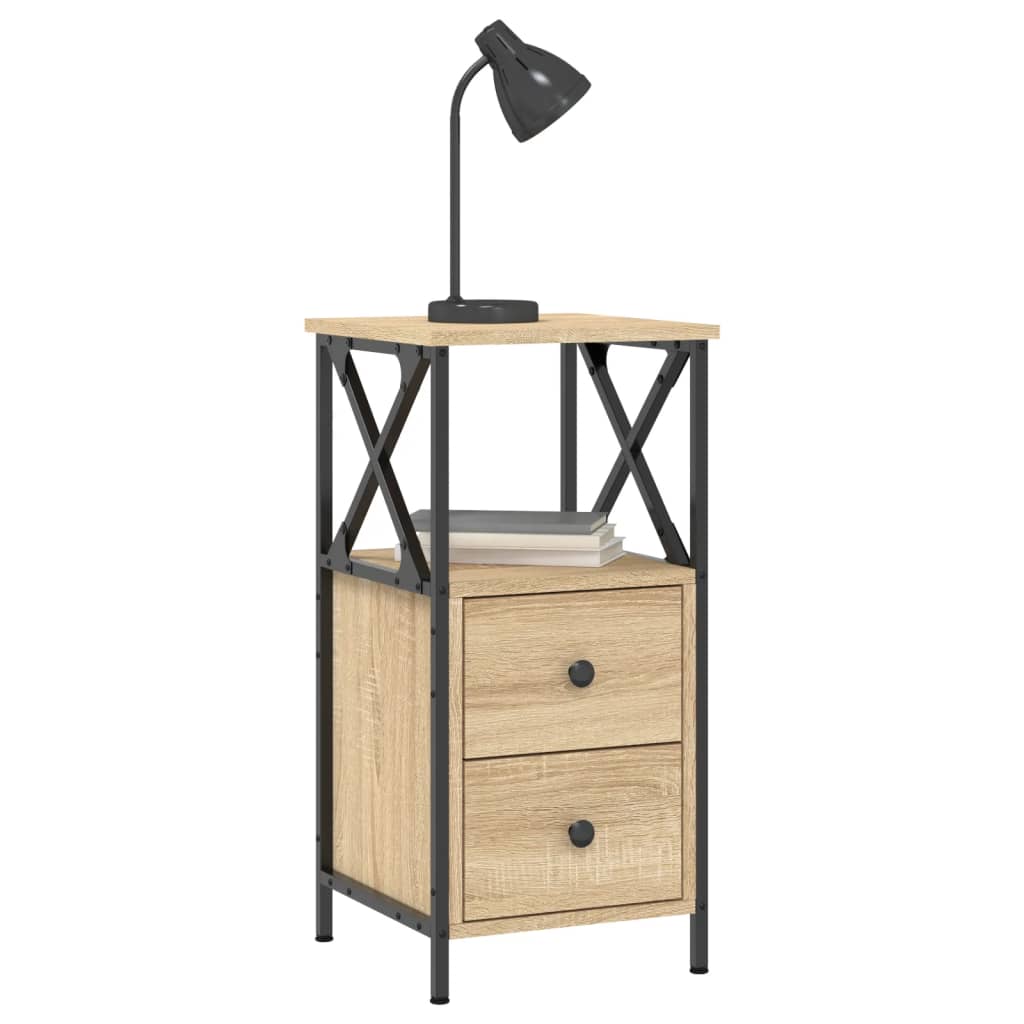 vidaXL Κομοδίνα 2 τεμ. Sonoma Δρυς 34x35,5x70 εκ. Επεξεργασμένο Ξύλο