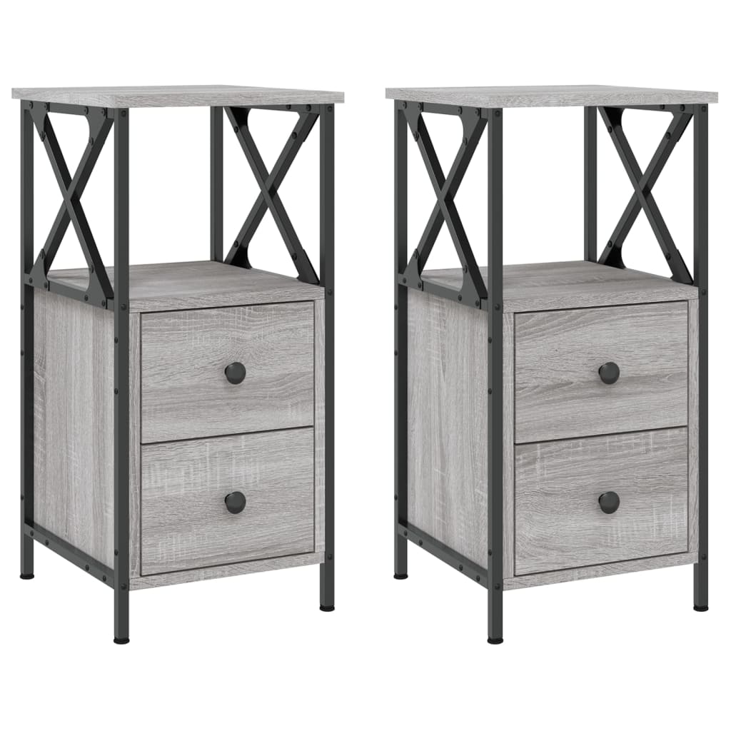 vidaXL Κομοδίνα 2 Τεμ. Γκρι Sonoma 34x35,5x70 εκ. Επεξεργασμένο Ξύλο