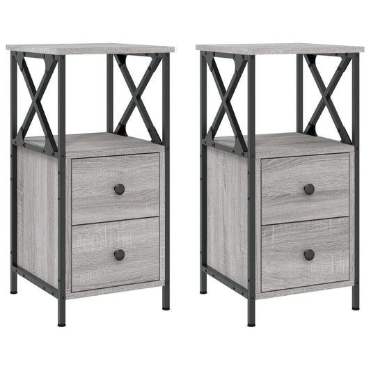 vidaXL Κομοδίνα 2 Τεμ. Γκρι Sonoma 34x35,5x70 εκ. Επεξεργασμένο Ξύλο