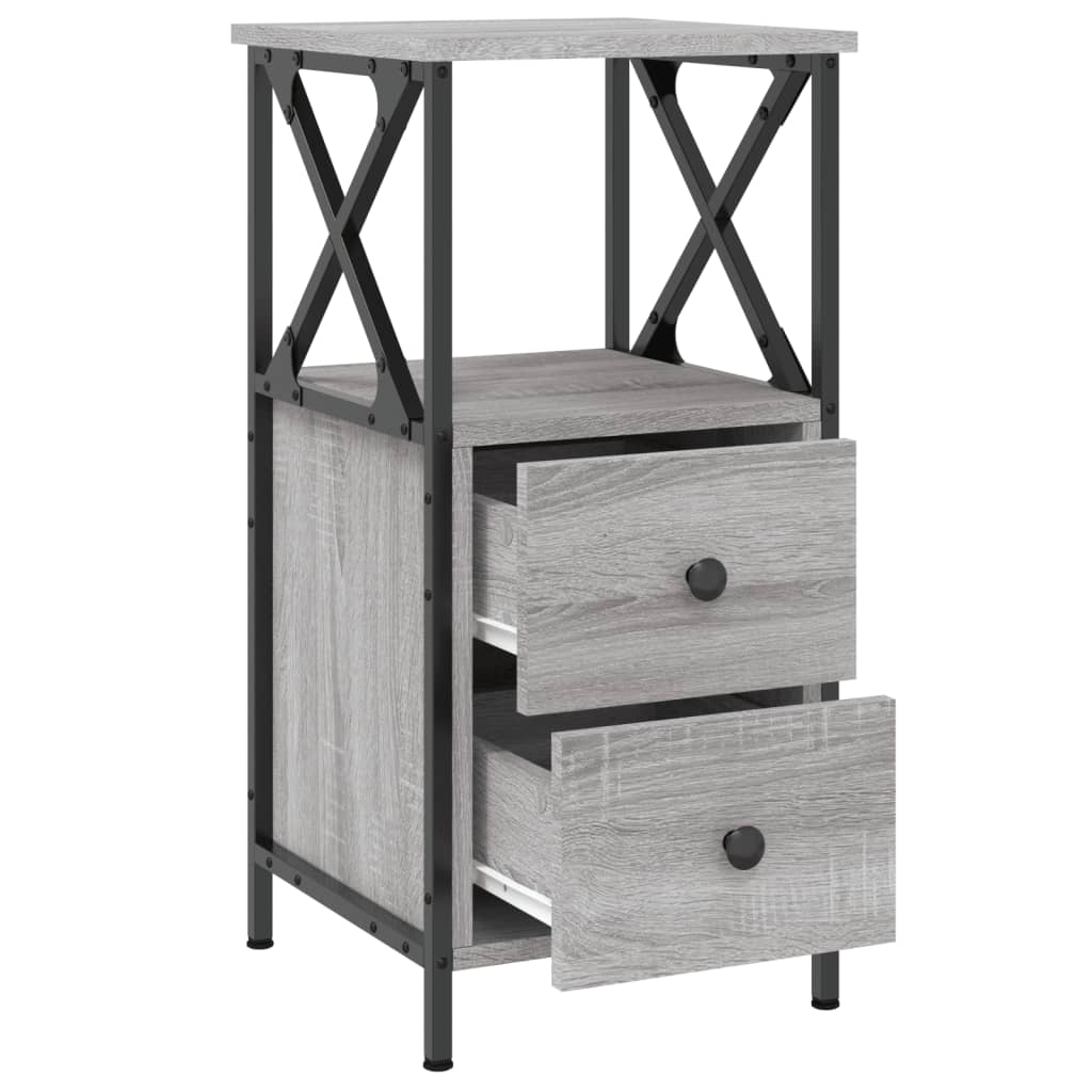 vidaXL Κομοδίνα 2 Τεμ. Γκρι Sonoma 34x35,5x70 εκ. Επεξεργασμένο Ξύλο