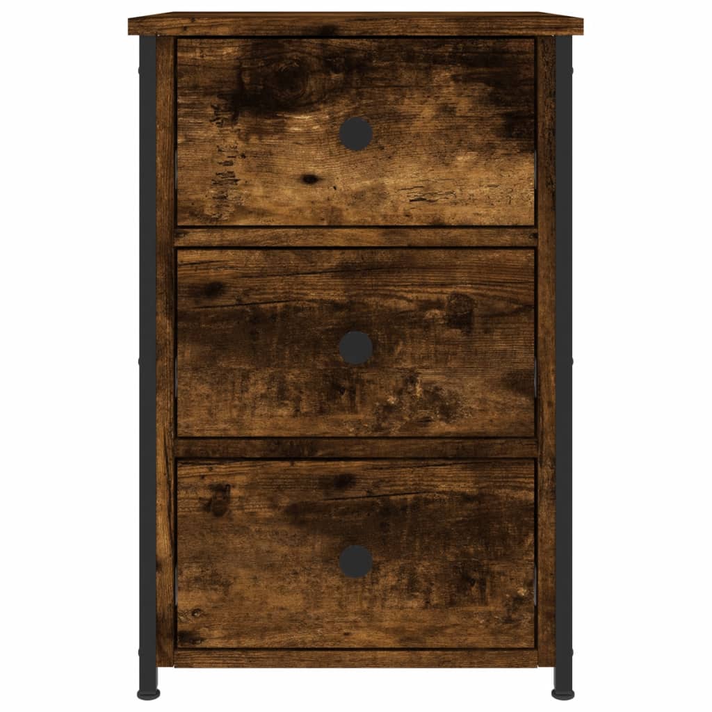 vidaXL Κομοδίνα 2 τεμ. Καπνιστή Δρυς 40 x 36 x 60 εκ. Επεξεργ. Ξύλο