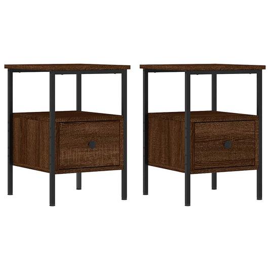 vidaXL Κομοδίνα 2 τεμ. Καφέ Δρυς 34 x 36 x 50 εκ. Επεξεργασμένο Ξύλο