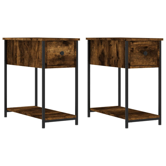 vidaXL Κομοδίνα 2 τεμ. Καπνιστή Δρυς 30 x 60 x 60 εκ. Επεξεργ. Ξύλο