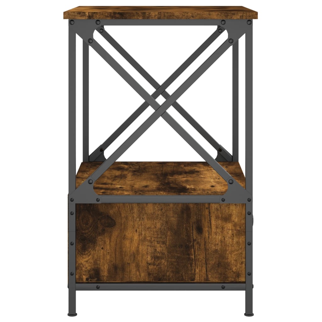 vidaXL Κομοδίνα 2 τεμ Καπνιστή Δρυς 50x41x65 εκ. Επεξεργασμένο Ξύλο