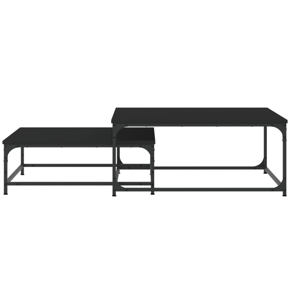 vidaXL Τραπεζάκια Ζιγκόν 2 τεμ. Μαύρα από Επεξεργασμένο Ξύλο