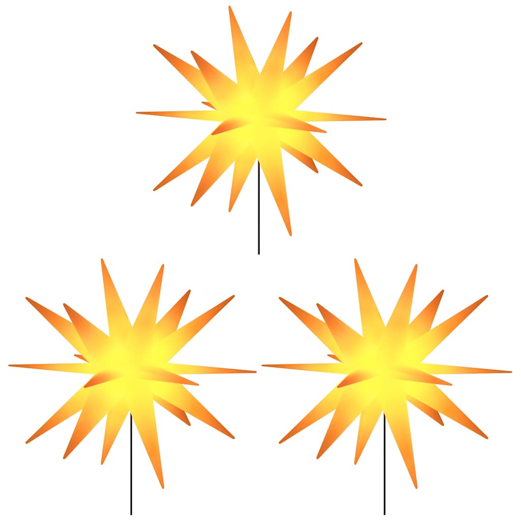 vidaXL Φωτιστικά Χριστ. με Ακίδες 3Τεμ LED Αναδιπλούμενα Κιτρίνα 57 εκ