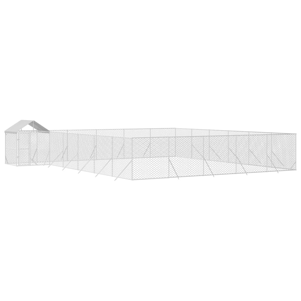 vidaXL Κλουβί Σκύλου Εξ. Χώρου με Οροφή Ασημί 12x12x2,5 μ Γαλβ. Ατσάλι