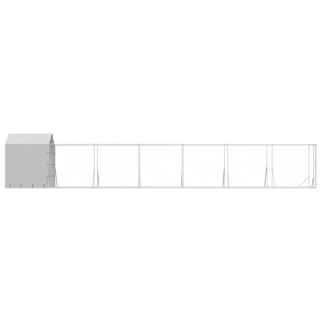 vidaXL Κλουβί Σκύλου Εξ. Χώρου με Οροφή Ασημί 2x14x2,5 μ. Γαλβ. Ατσάλι