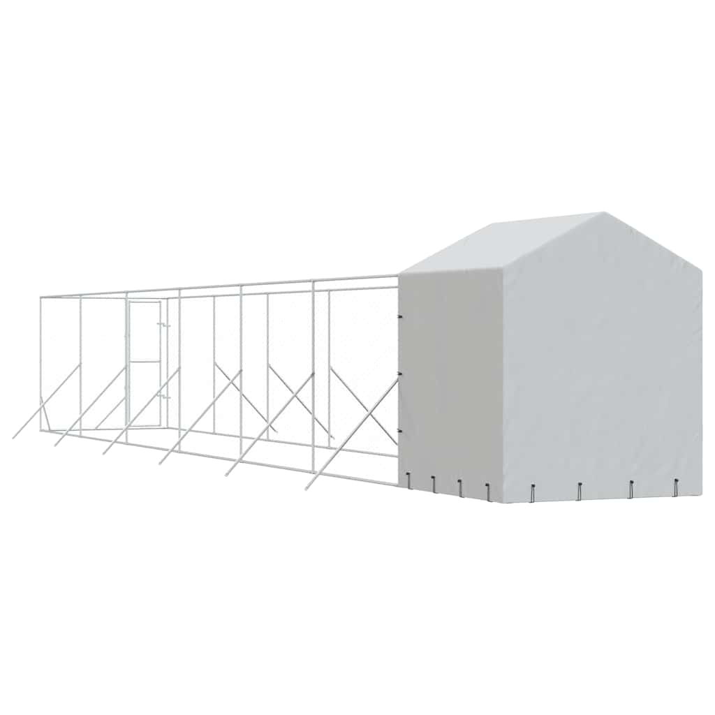 vidaXL Κλουβί Σκύλου Εξ. Χώρου με Οροφή Ασημί 2x14x2,5 μ. Γαλβ. Ατσάλι