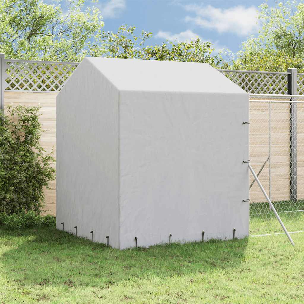 vidaXL Κλουβί Σκύλου Εξ. Χώρου με Οροφή Ασημί 2x14x2,5 μ. Γαλβ. Ατσάλι