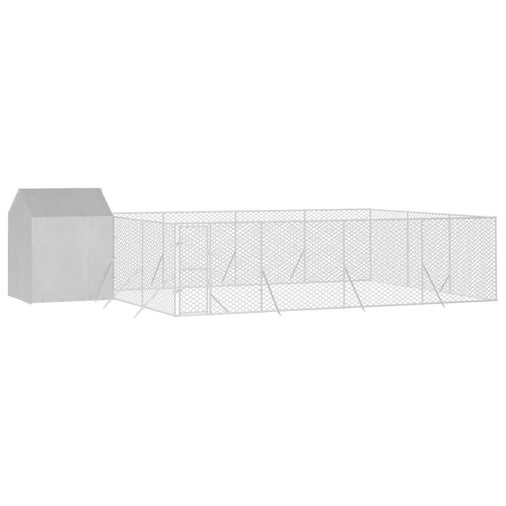 vidaXL Κλουβί Σκύλου Εξ. Χώρου με Οροφή Ασημί 10x6x2,5 μ. Γαλβ. Ατσάλι