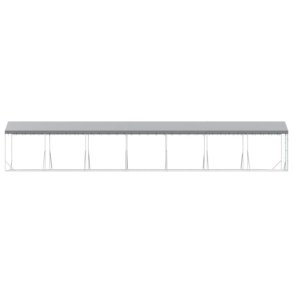 vidaXL Κλουβί Σκύλου Εξ. Χώρου με Οροφή Ασημί 2x14x2,5 μ. Γαλβ. Ατσάλι