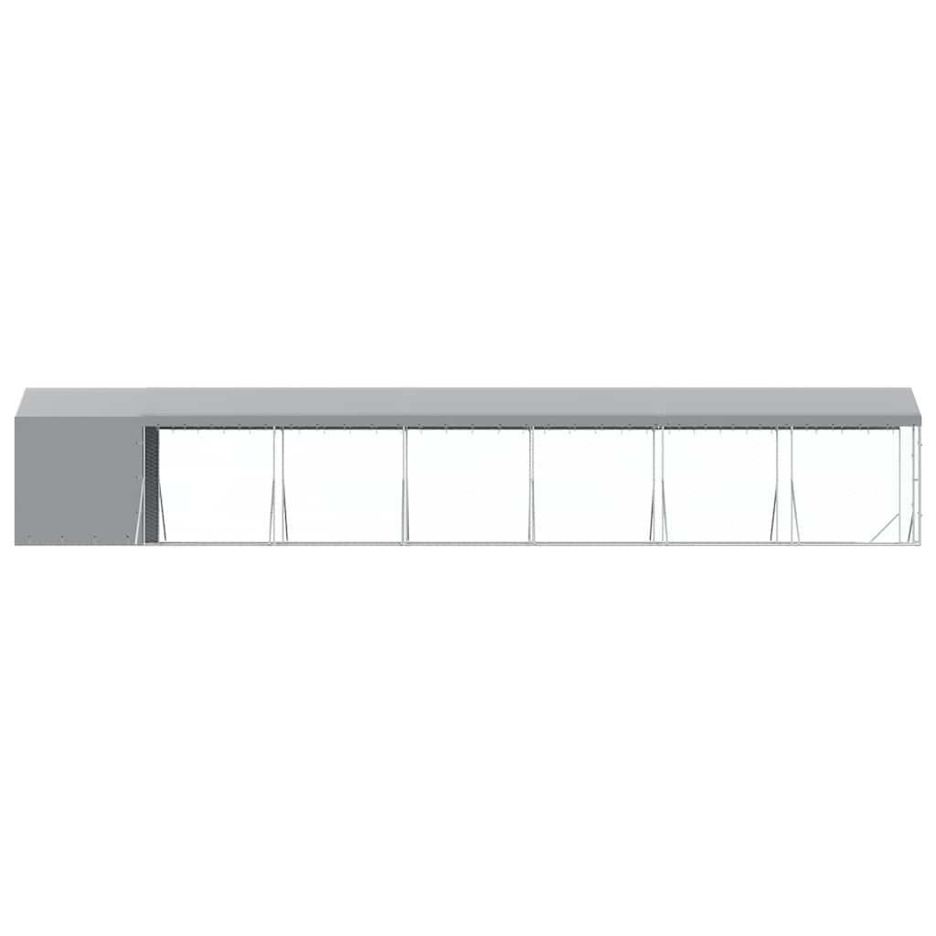 vidaXL Κλουβί Σκύλου Εξ. Χώρου με Οροφή Ασημί 2x14x2,5 μ. Γαλβ. Ατσάλι