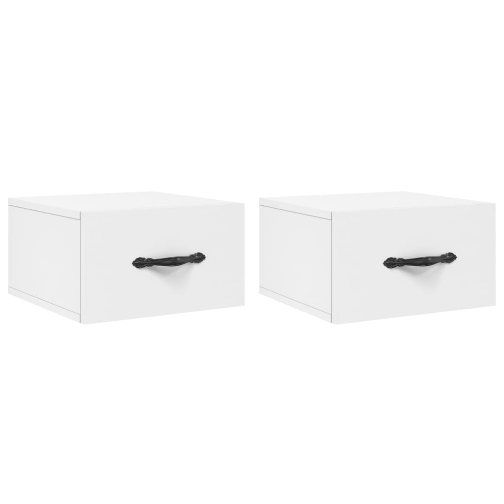 vidaXL Κομοδίνα Επιτοίχια 2 τεμ. Λευκά 35x35x20 εκ.
