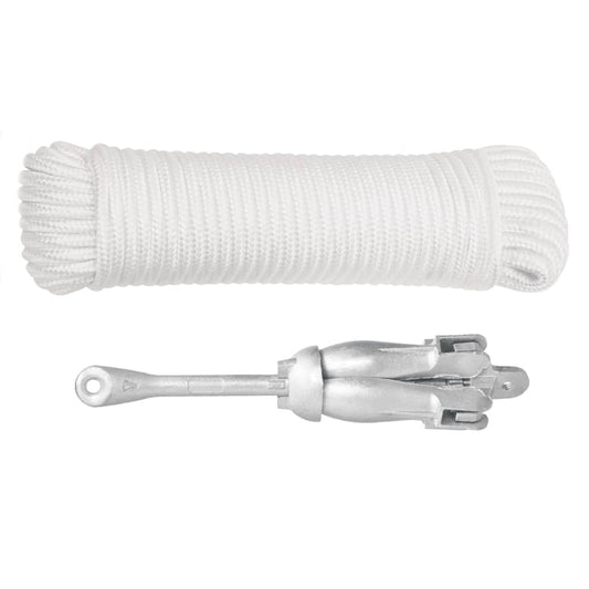 vidaXL Άγκυρα Πτυσσόμενη με Σχοινί Ασημί 2,5 κιλά από Ελατό Σίδηρο